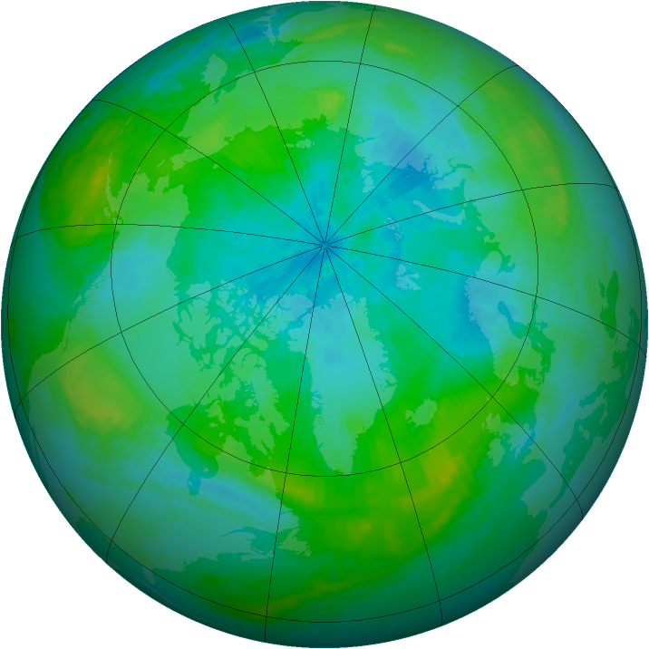 Arctic ozone map for 24 August 1992